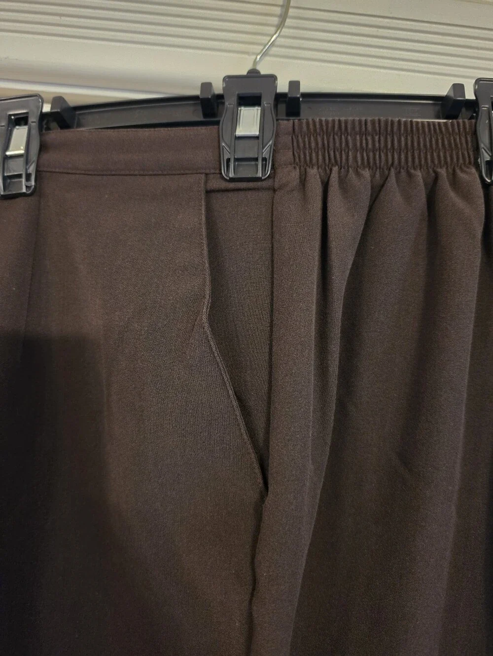 Womens Alfred Dunner Half Elastic Waist,2 Side pockets, Straight Leg, Brown